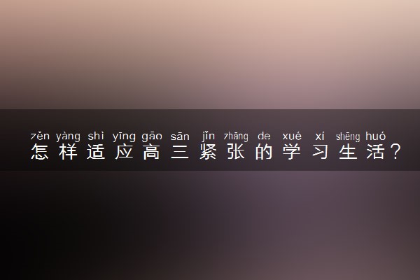 怎样适应高三紧张的学习生活?