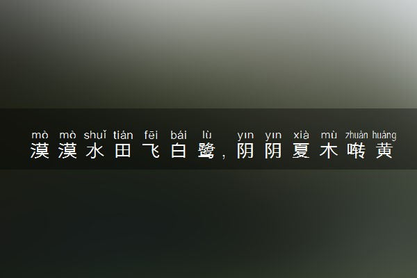 漠漠水田飞白鹭，阴阴夏木啭黄鹂。全诗翻译赏析及作者出处