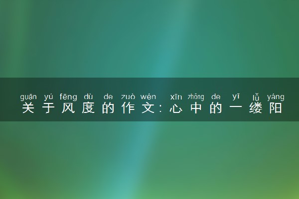 关于风度的作文：心中的一缕阳光