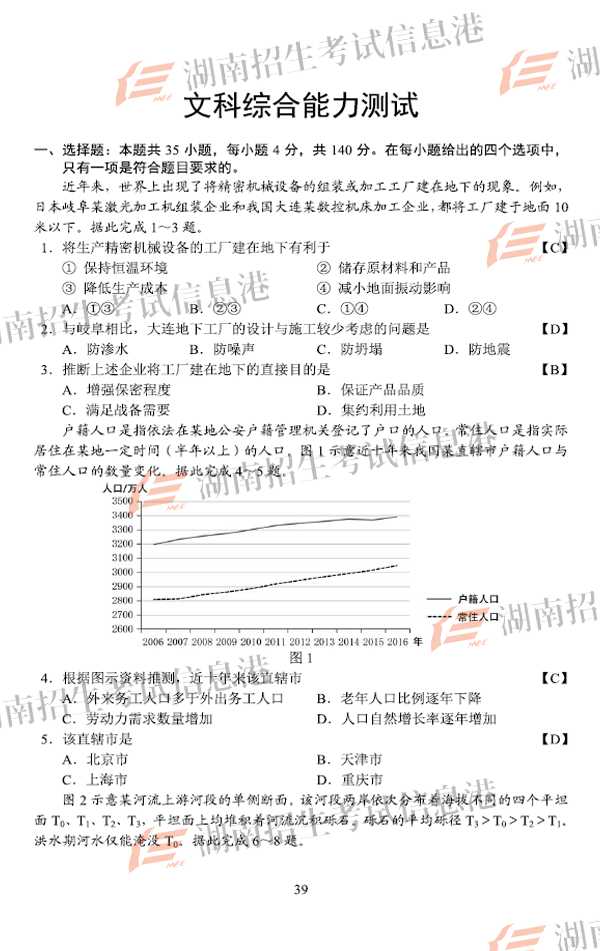 2018山西高考文综试题及答案【图片版】