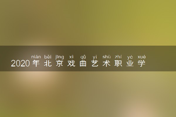 2020年北京戏曲艺术职业学院高职自主招生简章