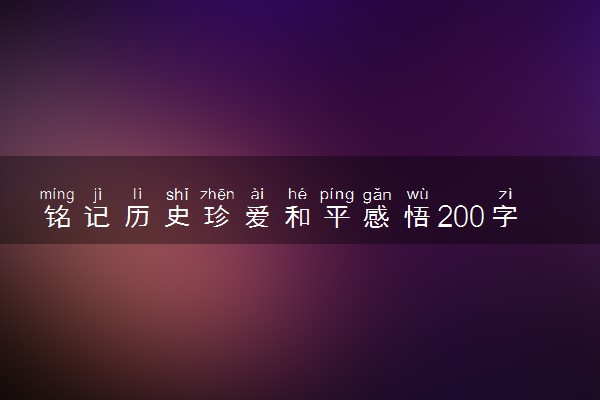 铭记历史珍爱和平感悟200字