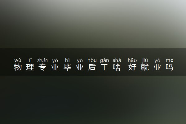 物理专业毕业后干啥 好就业吗