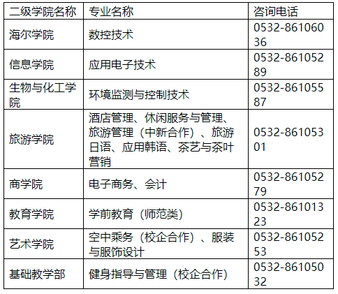 2021青岛职业技术学院高职单招招生专业