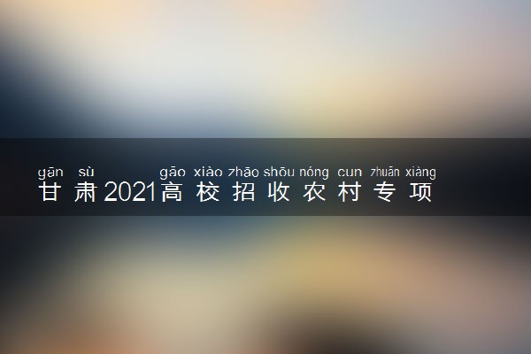 甘肃2021高校招收农村专项计划实施办法 主要内容是什么