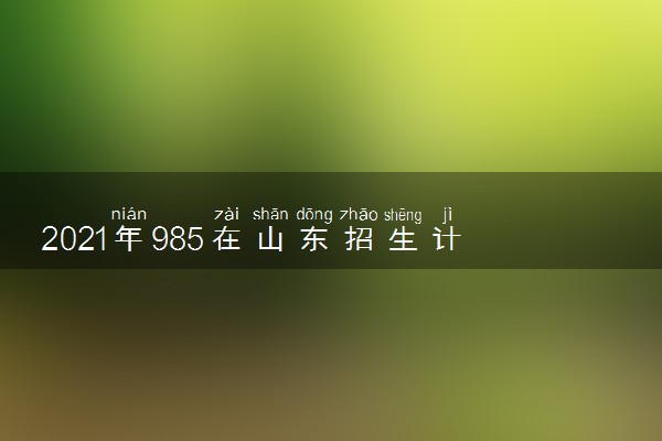 2021年985在山东招生计划及录取分数线