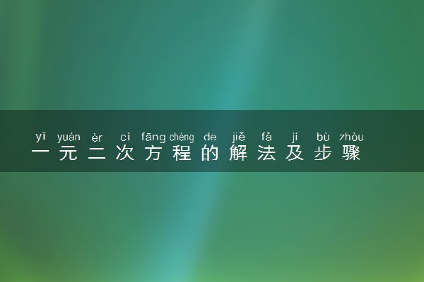 一元二次方程的解法及步骤