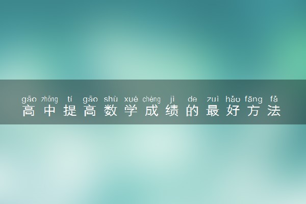 高中提高数学成绩的最好方法 应该怎么做
