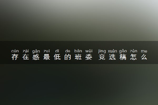 存在感最低的班委 竞选稿怎么写