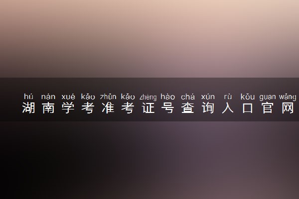 湖南学考准考证号查询入口官网