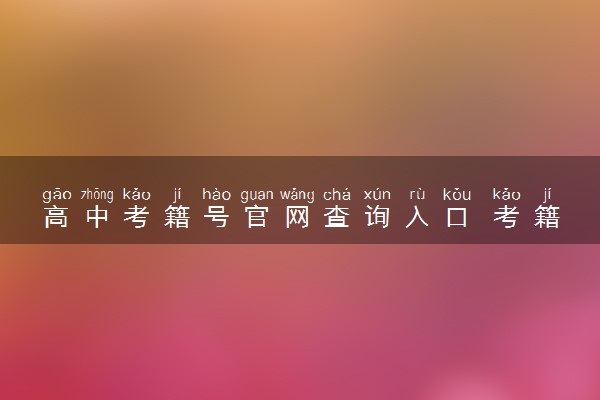 高中考籍号官网查询入口 考籍号都代表什么