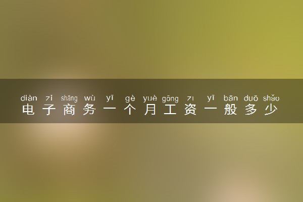 电子商务一个月工资一般多少 挣得多吗