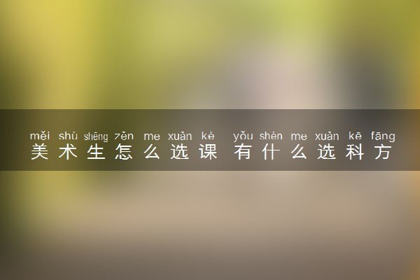 美术生怎么选课 有什么选科方法