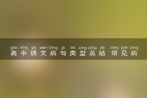 高中语文病句类型总结 常见病句积累