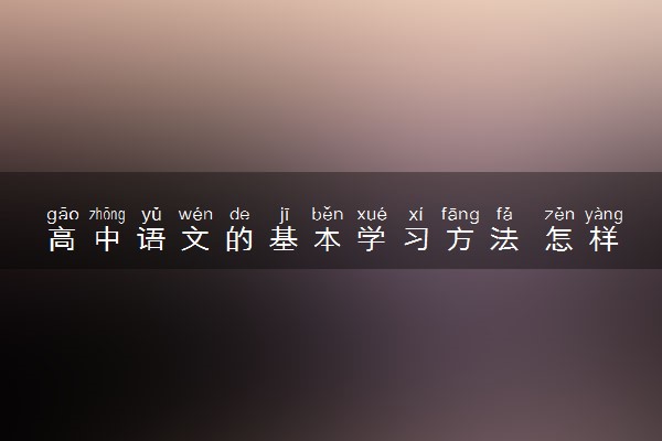 高中语文的基本学习方法 怎样提高语文成绩