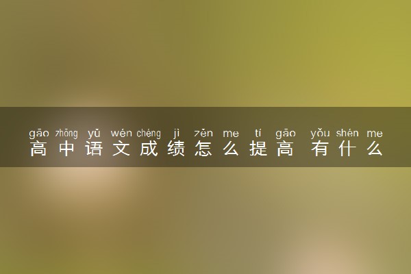 高中语文成绩怎么提高 有什么窍门