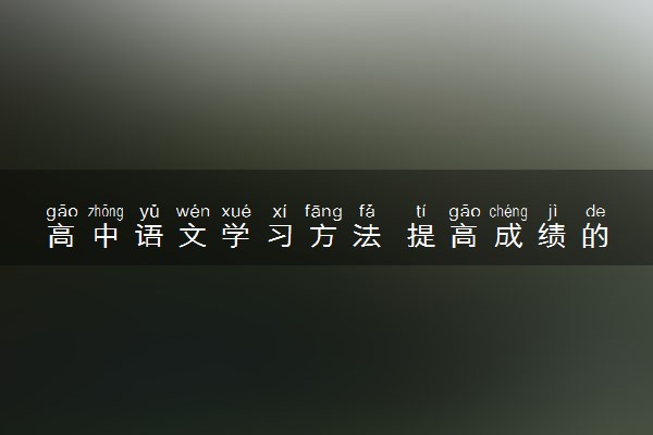 高中语文学习方法 提高成绩的小窍门