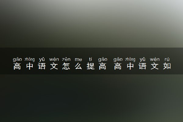 高中语文怎么提高 高中语文如何提高成绩