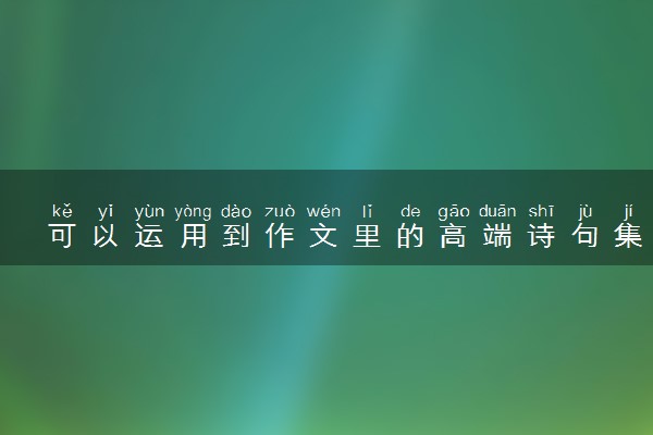 可以运用到作文里的高端诗句集锦