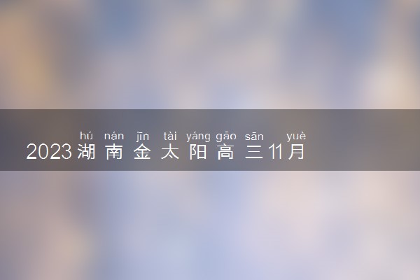 2023湖南金太阳高三11月联考语文答案解析及试卷汇总（持续更新）