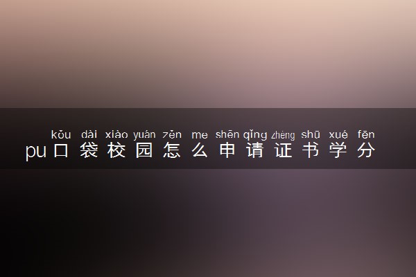 pu口袋校园怎么申请证书学分