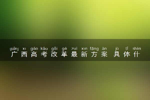 广西高考改革最新方案 具体什么内容