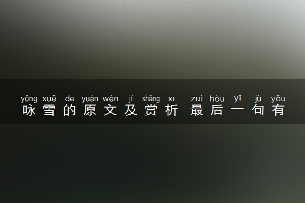 咏雪的原文及赏析 最后一句有啥作用