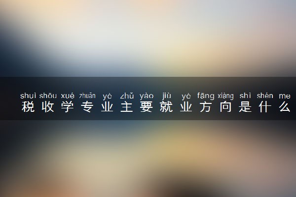 税收学专业主要就业方向是什么 毕业以后工资高吗