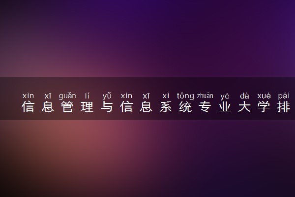 信息管理与信息系统专业大学排名 优秀的大学都有哪些