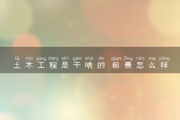 土木工程是干啥的 前景怎么样