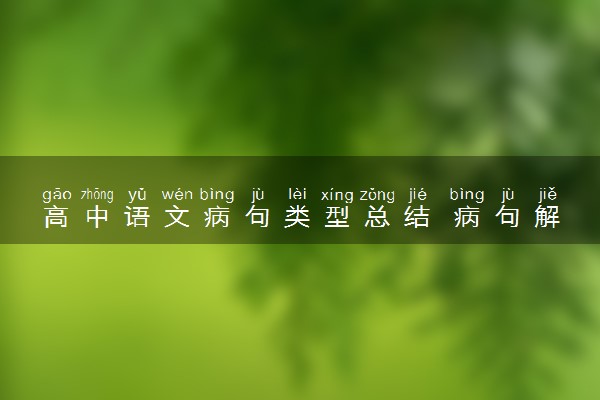 高中语文病句类型总结 病句解题方法