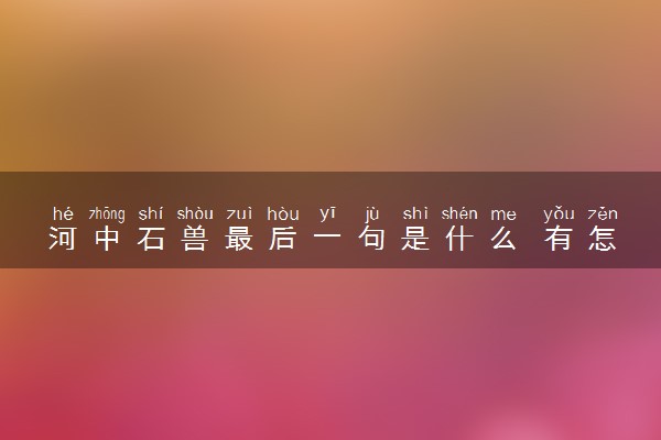 河中石兽最后一句是什么 有怎样的含义