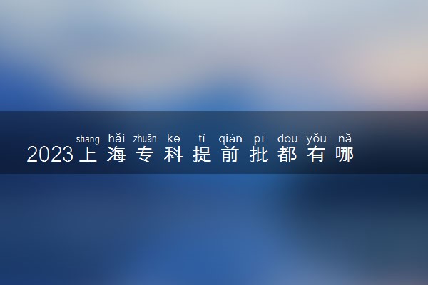 2023上海专科提前批都有哪些大学