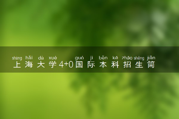 上海大学4+0国际本科招生简章