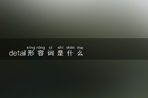detail形容词是什么
