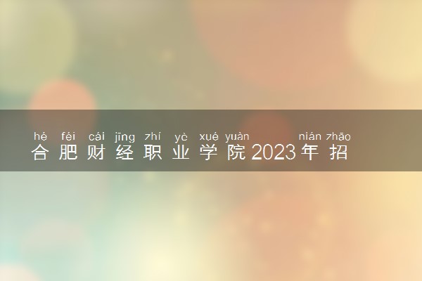 合肥财经职业学院2023年招生章程