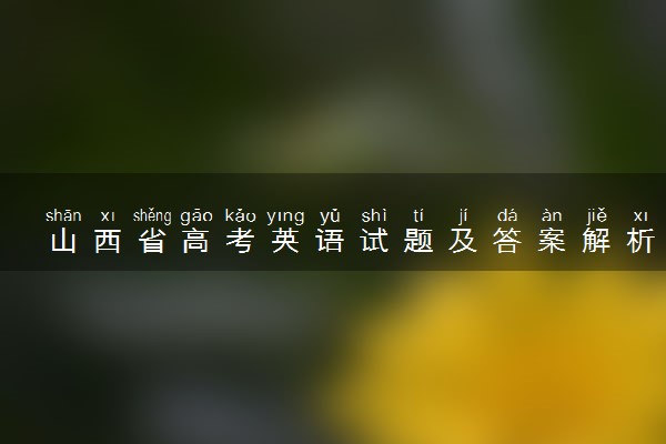 山西省高考英语试题及答案解析 英语试题试卷
