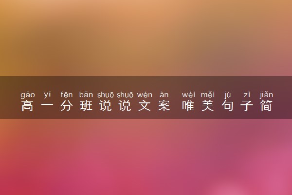 高一分班说说文案 唯美句子简短整理