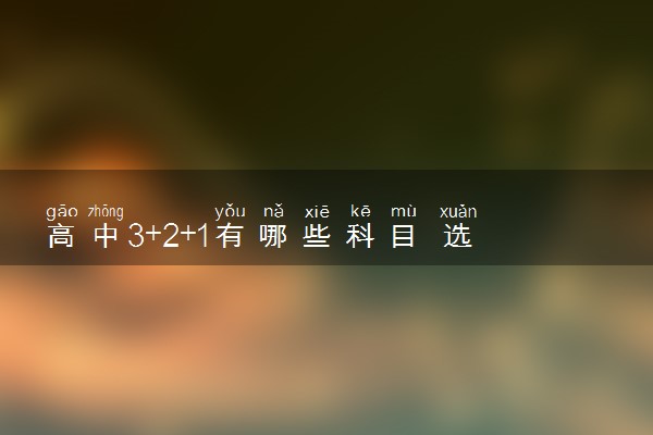 高中3+2+1有哪些科目 选科组合推荐