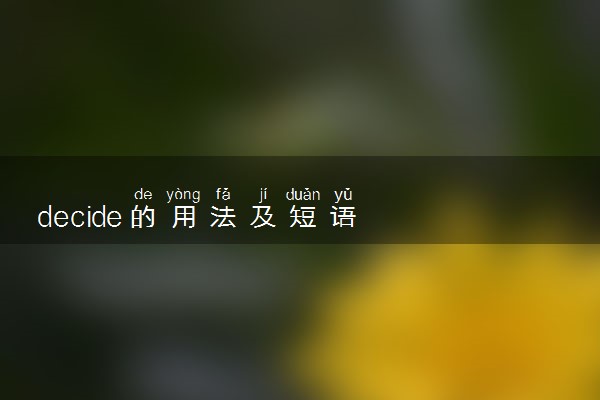 decide的用法及短语