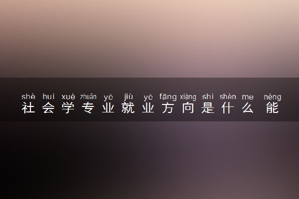 社会学专业就业方向是什么 能做哪些工作