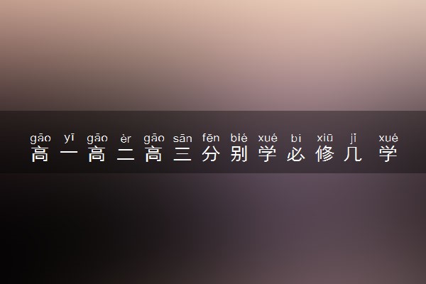 高一高二高三分别学必修几 学习进度是怎样的