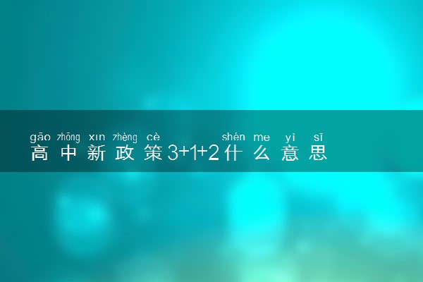 高中新政策3+1+2什么意思 具体含义