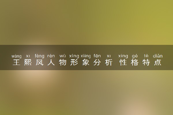王熙凤人物形象分析 性格特点及情节整理