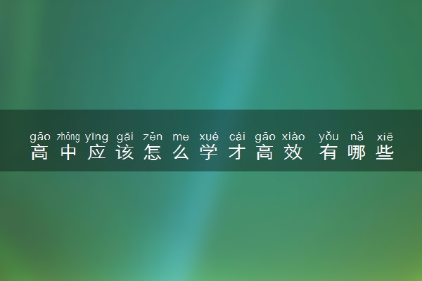 高中应该怎么学才高效 有哪些提分技巧