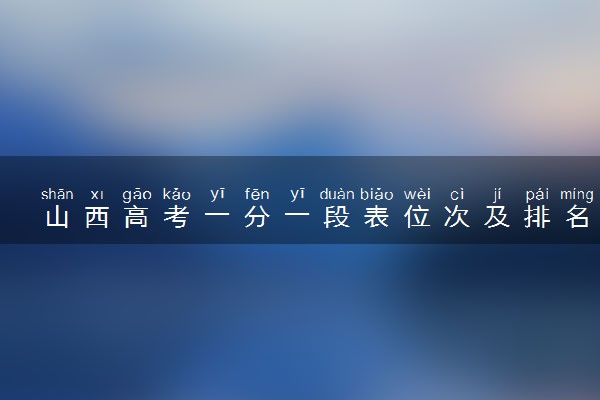 山西高考一分一段表位次及排名完整版（2025年参考）
