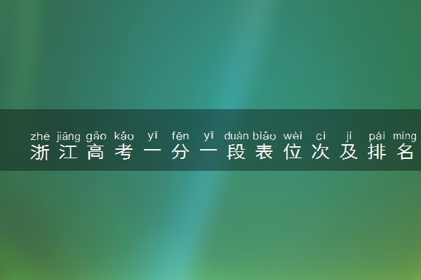 浙江高考一分一段表位次及排名完整版（2025年参考）