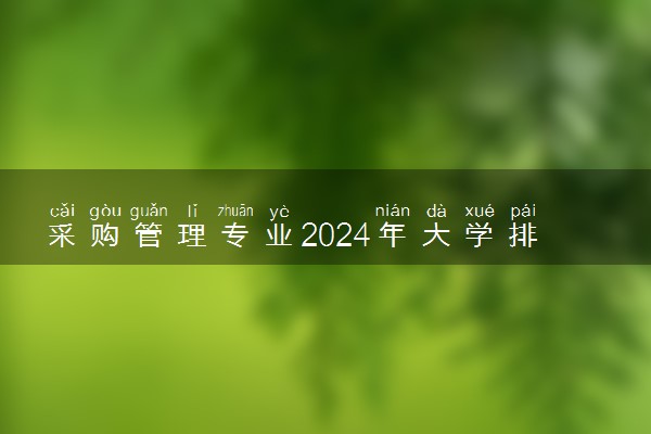 采购管理专业2024年大学排名 最好的大学排行榜