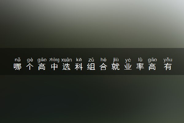 哪个高中选科组合就业率高 有什么推荐
