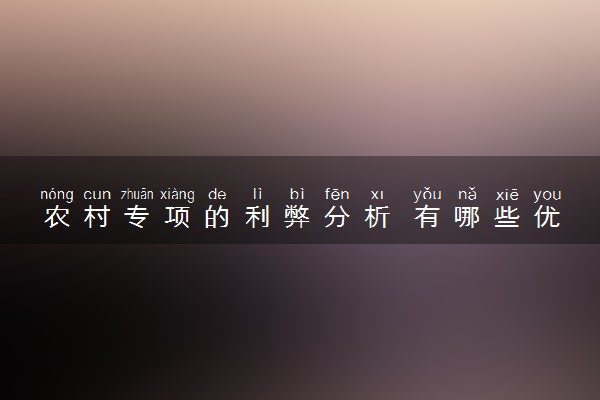 农村专项的利弊分析 有哪些优缺点